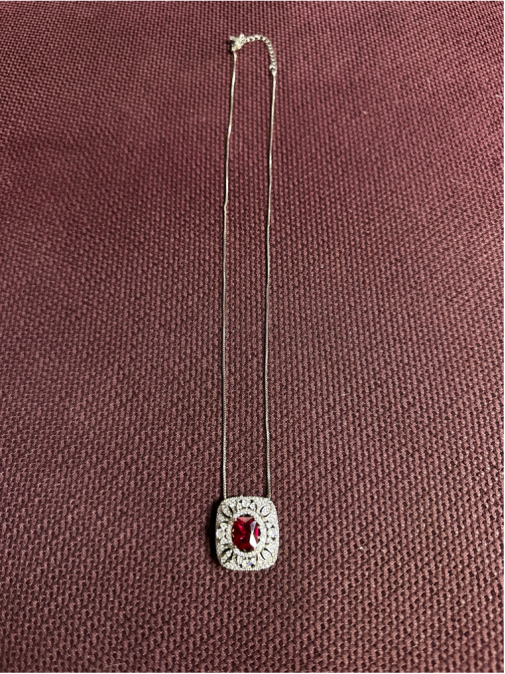Silver and Red Pendant Necklace
